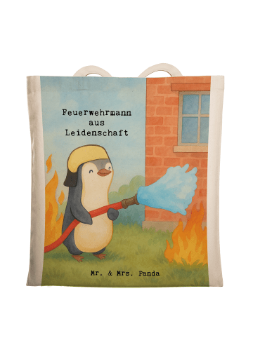 Mr. & Mrs. Panda Tragetasche Feuerwehrmann Leidenschaft Design m... in Weiß