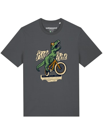 wat? Apparel T-Shirt T-Rex Fahrrad in Grau