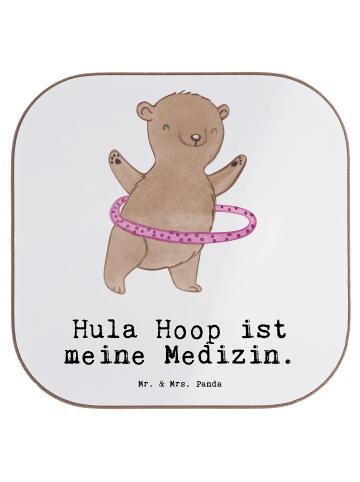 Mr. & Mrs. Panda Holzuntersetzer Bär Hula Hoop mit Spruch in Weiß