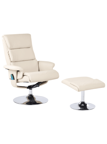 Beliani Massagestuhl LEGEND in Beige/Silber - (W) 76 x (H) 100 x (L) 58 cm
