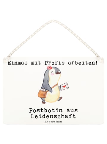 Mr. & Mrs. Panda Holzschild Postbotin Leidenschaft mit Spruch in Weiß