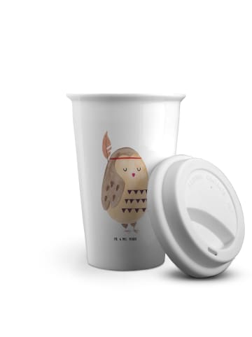 Mr. & Mrs. Panda Kaffeebecher To Go Eule Federschmuck ohne Spruch in Weiß