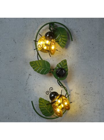MARELIDA LED Solar Wanddeko mit Bienen für Hauswand H: 30cm in grün, gelb