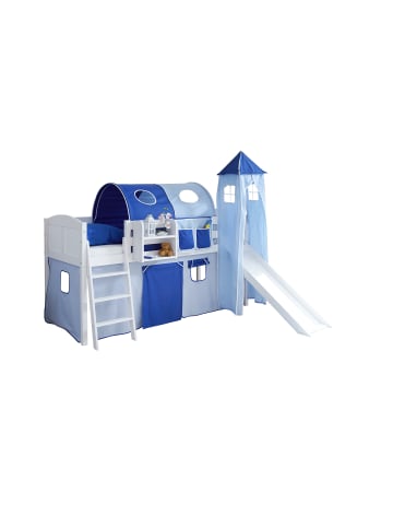 TICAA Hochbett mit Rutsche u. Turm Ekki Country in Weiß