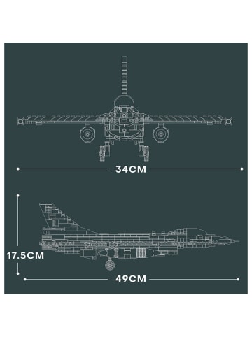COFI 1453 Reobrix 33027 Kampfjet Klemmbaustein 1427 Teile 49 cm ab 14 in Grau