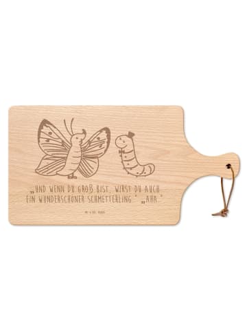 Mr. & Mrs. Panda Frühstücksbrettchen Raupe Schmetterling mit Spruch in Transparent