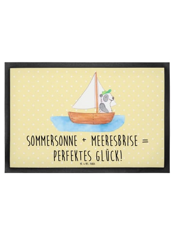 Mr. & Mrs. Panda Fußmatte Sommer Meer Glück mit Spruch in Gelb Pastell