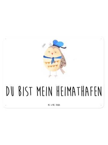 Mr. & Mrs. Panda Blechtafel Eule Matrose mit Spruch in Weiß