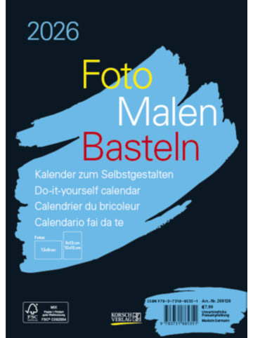 Korsch Kalender - Foto-Malen-Basteln Bastelkalender A5 schwarz 2026