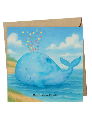 Mr. & Mrs. Panda Grußkarte Wal Konfetti Design ohne Spruch in Weiß