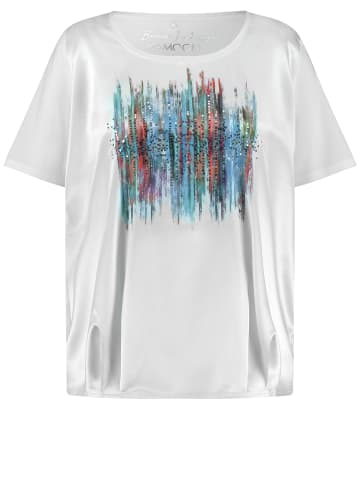 SAMOON T-Shirt Kurzarm Rundhals in White gemustert.