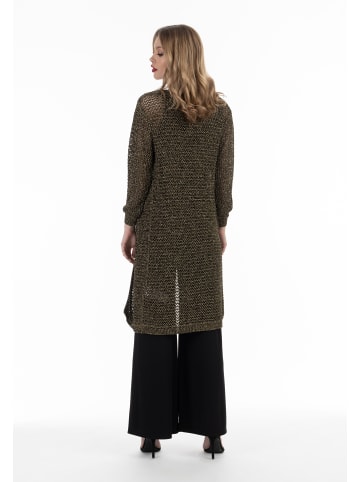 faina Damen Cardigan Mit Effektgarn in Schwarz Gold