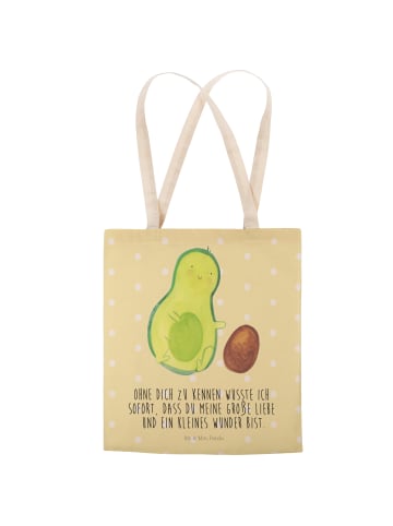 Mr. & Mrs. Panda Tote Bag Avocado Kern rollt mit Spruch in Gelb Pastell