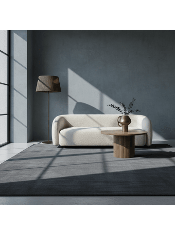 KADIMA DESIGN Teppich Kurzflor Uni-Farbe Microfaser Antirutsch Wohnzimmer waschbar in Grau