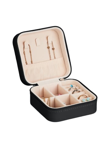 relaxdays Schmuckkästchen in Schwarz - (B)10 x (H)5 x (T)10 cm