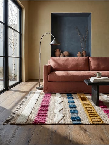 KADIMA DESIGN Naturfaser-Teppich Handgewebt WHARFE Boho Gestreift Wohnlich in Natur-Multicolor
