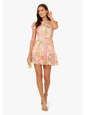Adrianna Papell Cocktail Kleid Embroidered Flounce Dress in Nude Multi