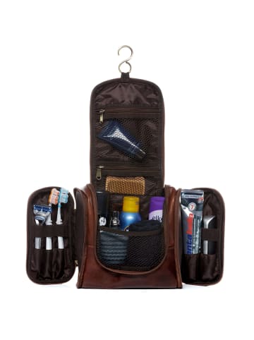 SID & VAIN Leder-Kulturbeutel echt Leder Kulturtasche zum Aufhängen braun Dexter in braun