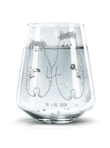 Mr. & Mrs. Panda Tumbler Glas Bären mit Blumenkranz ohne Spruch in Transparent