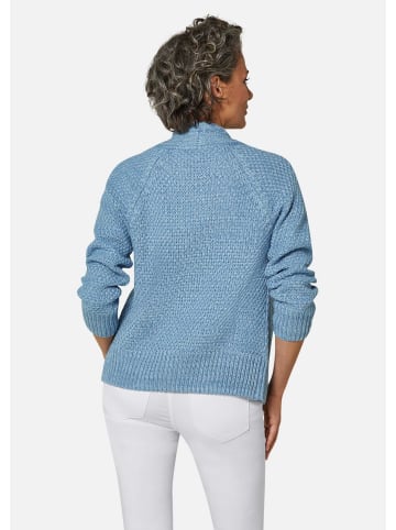 GOLDNER Zeitlose Strickjacke in Grobstrick in jeansblau / melange