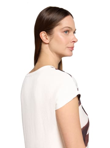 Betty Barclay Strukturshirt mit U-Boot-Ausschnitt in Weiß/Braun