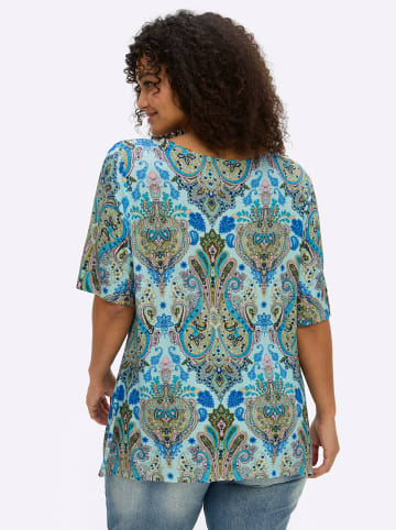 sheego by Joe Browns T-Shirt in aquamarin-royalblau-gemustert