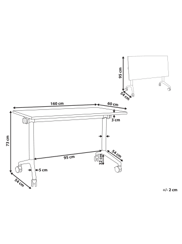 Beliani Zusammenklappbarer Schreibtisch CAVI in Braun/Weiß