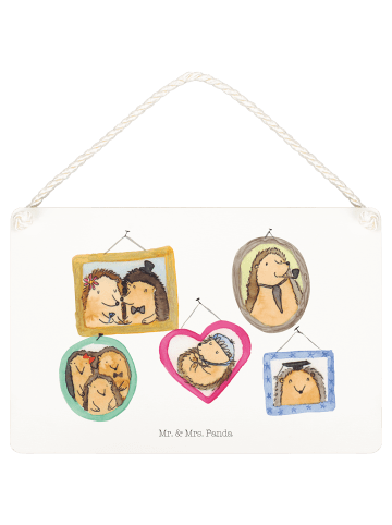 Mr. & Mrs. Panda Schild Igel Familie ohne Spruch in Weiß