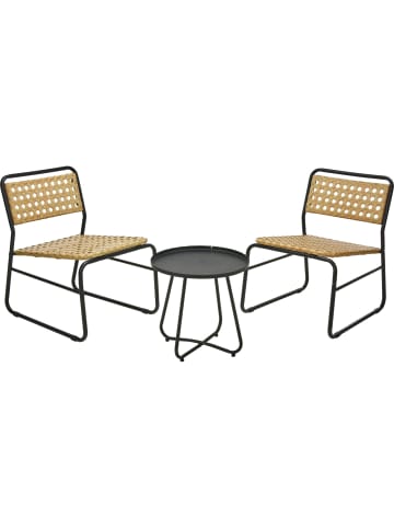 Ambiance Gartenmöbelset mit Elementen aus Rattan in Schwarz, 23 x 66,5 x 50 cm