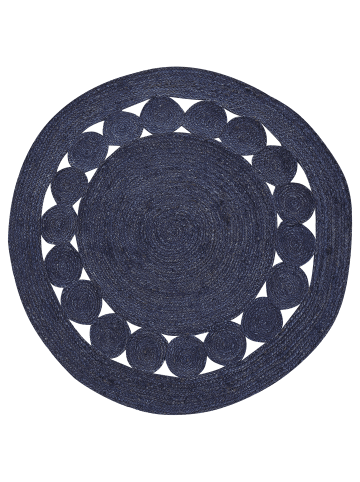 Beliani Geflochtener Teppich KOYUNLU in Blau - (W) 120 x (L) 120 cm