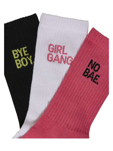 Mister Tee Mister Tee Unisex Girl Gang Socks 3-Pack in pink/wht/blk