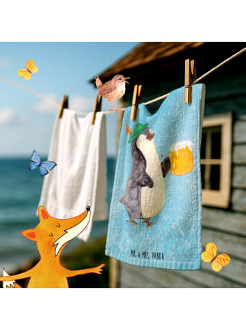 Mr. & Mrs. Panda Handtuch Pinguin Bier ohne Spruch in Eisblau