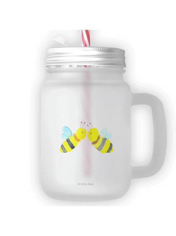 Mr. & Mrs. Panda Trinkglas Mason Jar Biene Liebe ohne Spruch in Transparent