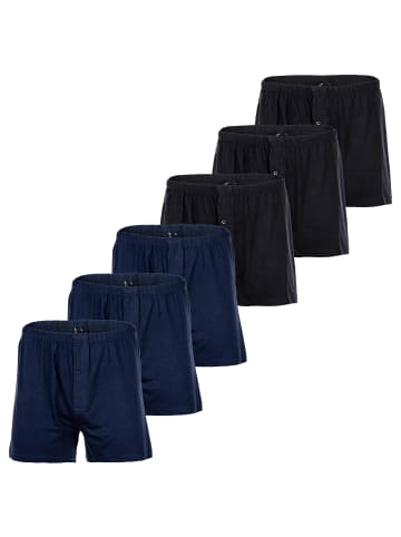 YOURBASICS Boxershort 6er Pack in Schwarz/Blau