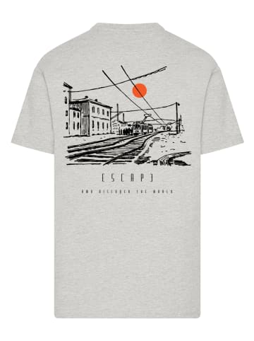 F4NT4STIC T-Shirt Escape Discover the World Town Train Station in grau meliert