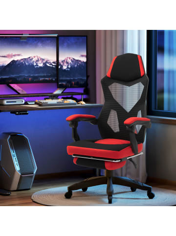 Vinsetto Bürostuhl-58B x 63T x 112-122H cm-Schwarz+Rot