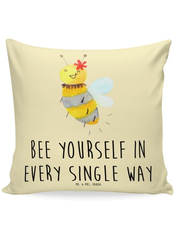 Mr. & Mrs. Panda Sofa Kissen Biene Blume mit Spruch in Gelb Pastell