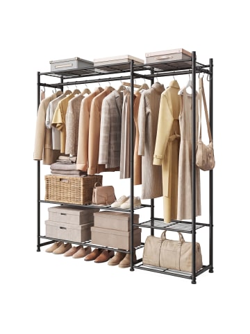 SONGMICS Garderobenständer Pataye in Schwarz - (B)124.8 x (H)157.1 x (T)30 cm