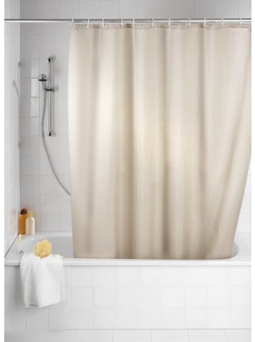 Wenko Duschvorhang Uni beige - Anti-Schimmel/Anti-Bakteriell in Beige, 180 x 200 cm