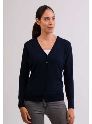 CASH-MERE.CH Cardigan V-Ausschnitt in Marine Blau