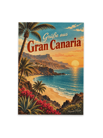 Postkarte Insel nostalgisch Design mit Spruch in Weiß