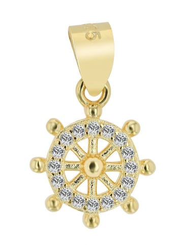 Adeliás Damen Anhänger Steuerrad aus 925 Silber mit Zirkonia in gold