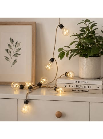 MARELIDA LED Lichterkette Juteseil mit 10 Glühbirnen L: 225cm in transparent