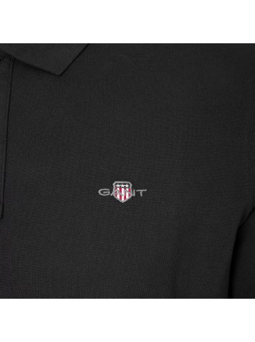 Gant Langarm-Poloshirt Reg Shield LS Pique Rugger in schwarz