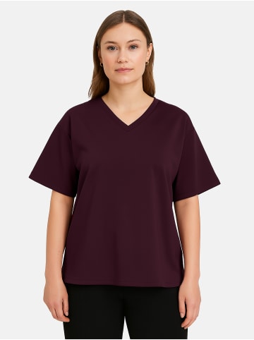 Vila V-Ausschnitt T-Shirt mit kurzen Ärmeln in Übergröße in Bordeaux