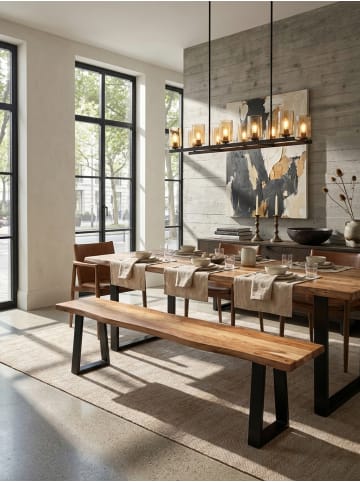 KADIMA DESIGN Esszimmerbank 140x40x45,5 cm Massivholz / Metall mit