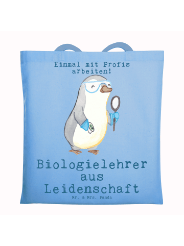 Mr. & Mrs. Panda Tragetasche Biologielehrer Leidenschaft mit Spruch in Sky Blue