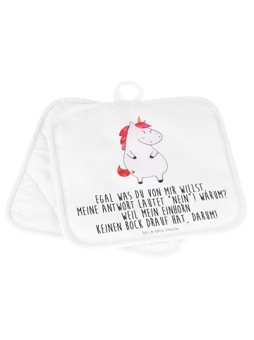 Mr. & Mrs. Panda Topflappen Einhorn Wut mit Spruch in Weiß