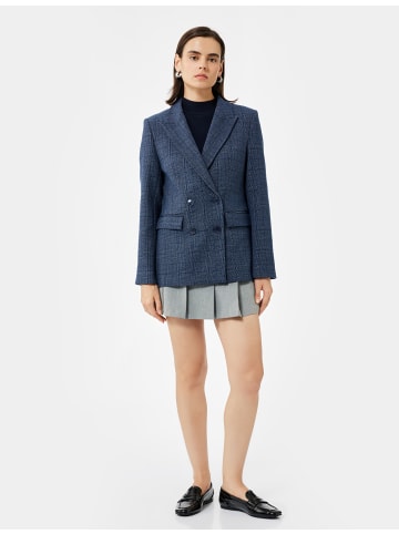 KOTON ANZUGSJACKE in Marineblau Karomuster
