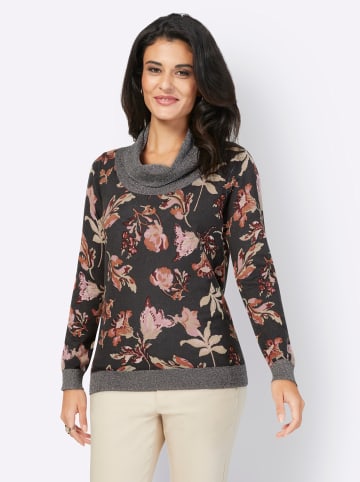 creation L Rollkragenpullover in anthrazit-bedruckt